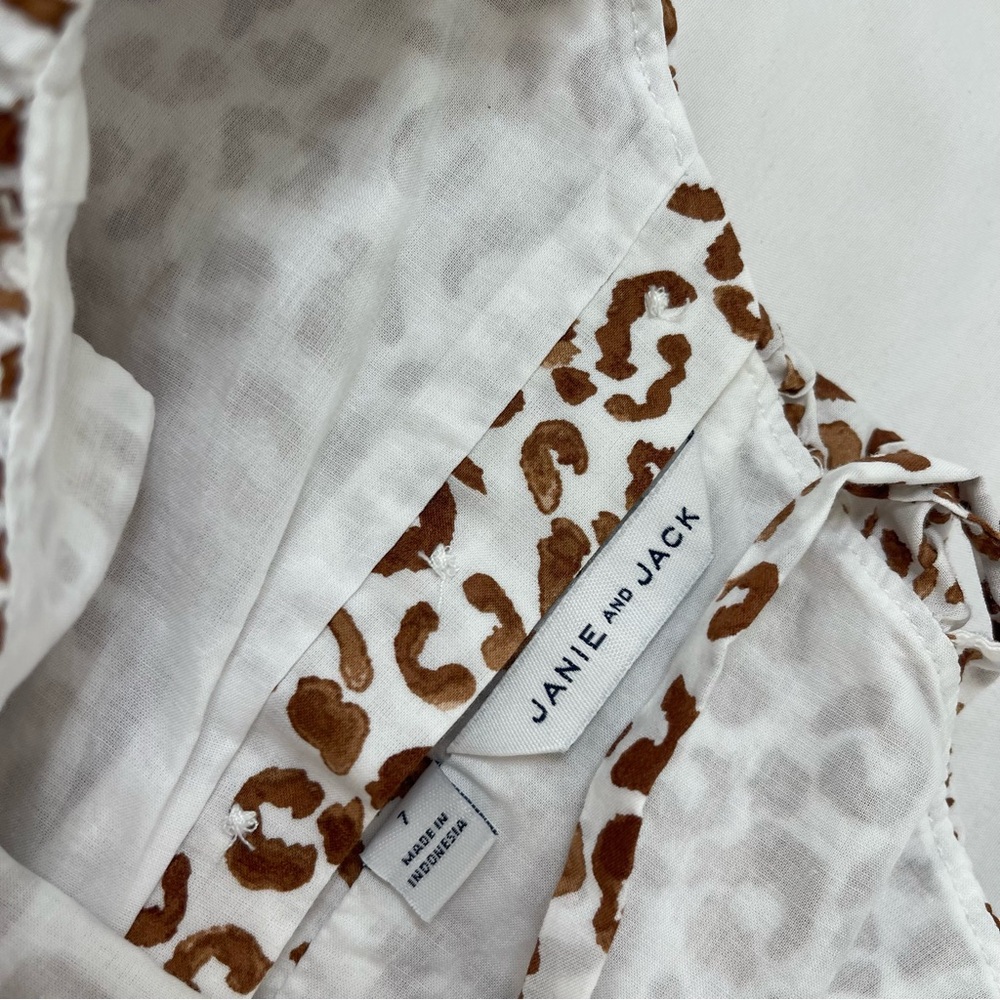 Janie and Jack Argan Oil Leopard Cheetah Ruffle One Shoulder Tank Top Size 7 - Picture 3 of 6